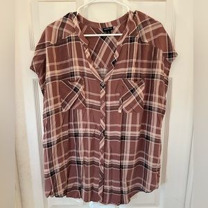Torrid pink plaid dolman blouse, size 2X